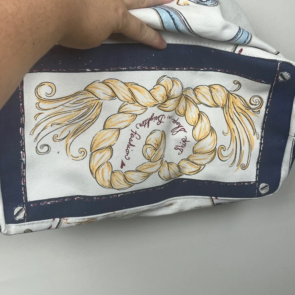 Brighton Beachy Keen Boardwalk Tote Canvas Nautical Sailboat Anchor Bag D29655